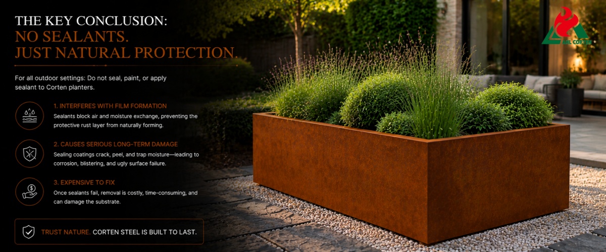 Outdoor Corten Planters Do Not Require Any Sealant Application to Prevent Rust